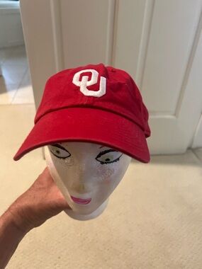 OU Red Baseball Cap with White Embroidered Logo